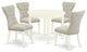 5-Pc Dining Set, Round Dining Table, 4 Kitchen Chairs, Linen White