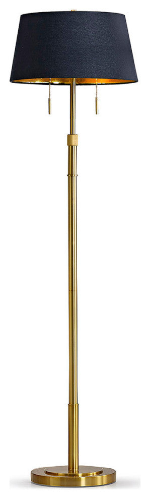 The Grande 55"~66" Adjustable Floor Lamp_Antique Brass, Empire_black/Gold Shade