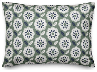 Green Navy Mod Pattern 14x20 Indoor/Outdoor Pillow