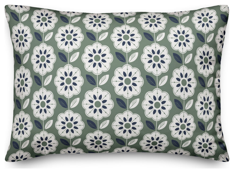 Green Navy Mod Pattern 14x20 Indoor/Outdoor Pillow