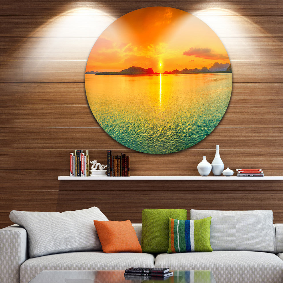 Sunset Panorama, Photography Disc Metal Artwork, 11"