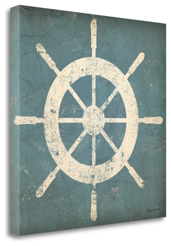 "Nautical Shipwheel Blue" By Ryan Fowler, Giclee Print on Gallery Wrap Canvas