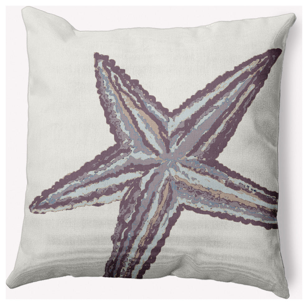 26x26" Large Starfish Nautical Decorative Indoor Pillow, Dusty Purple
