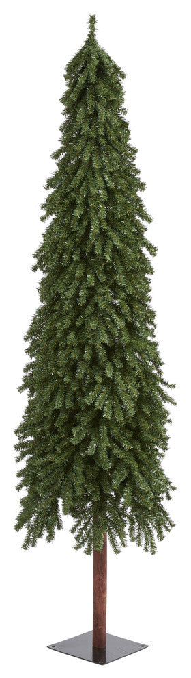 7' Grand Alpine Faux Christmas Tree With 950 Bendable Branches on Natural Trunk