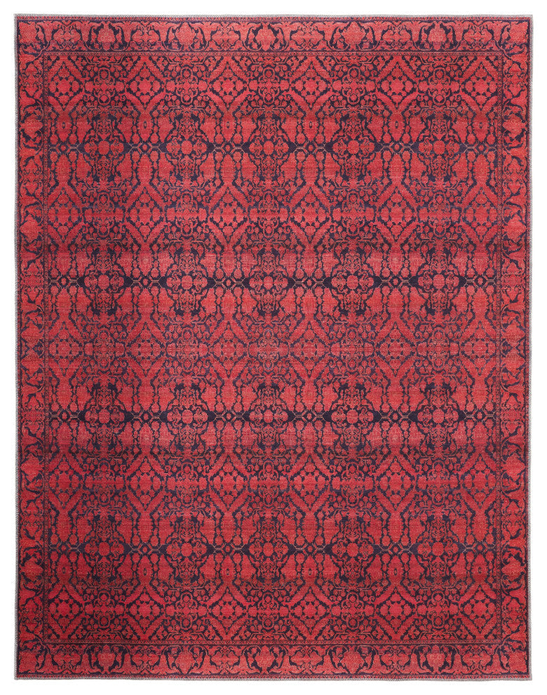 Welch Oriental Machine Washable Pink/Blue Rug, 10'6"x14'
