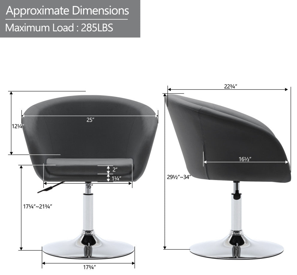 Minimalist Swivel Barrel Chair, Grey-Pu