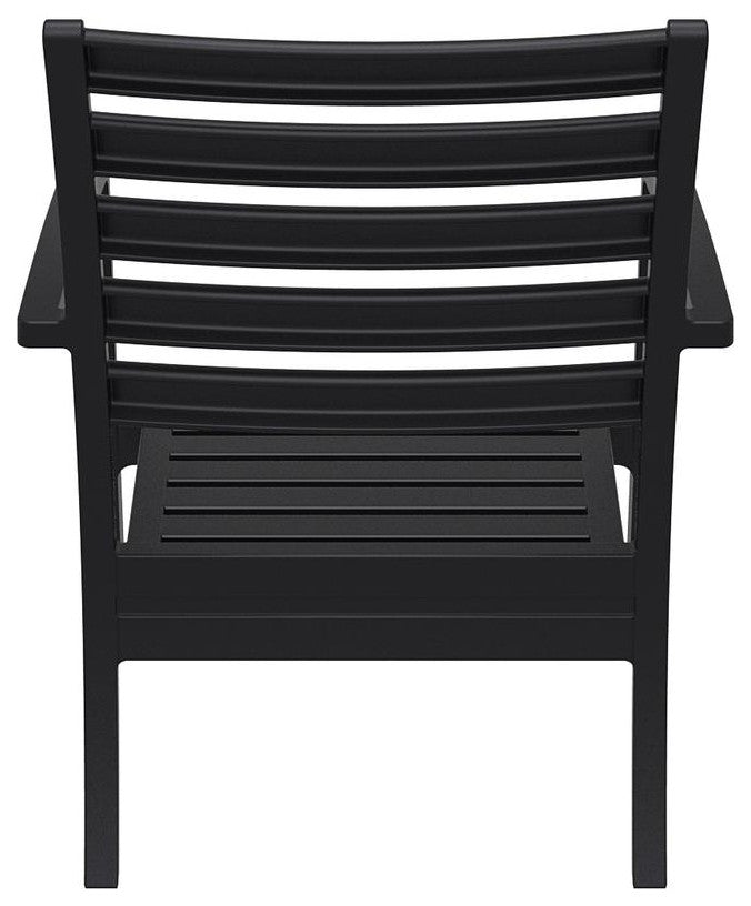 Artemis XL Club Chair Black with Sunbrella Black Cushions, Set of 2