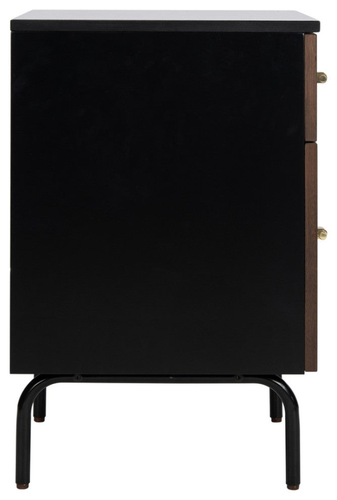 Safavieh Genevieve 2 Drawer Nightstand, Walnut/Black