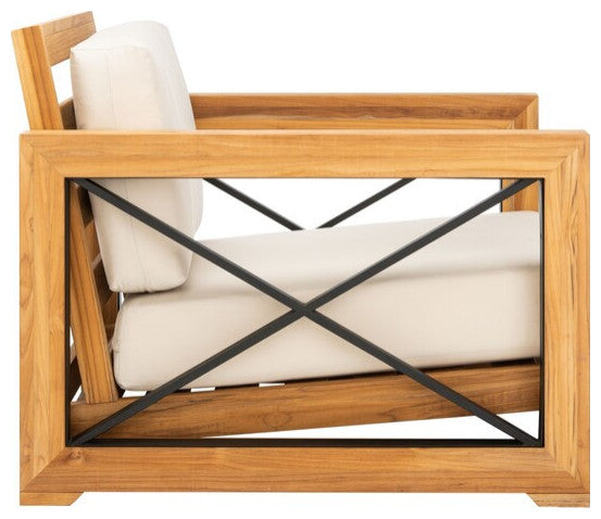 Safavieh Andros Teak Patio Chair Natural / Beige