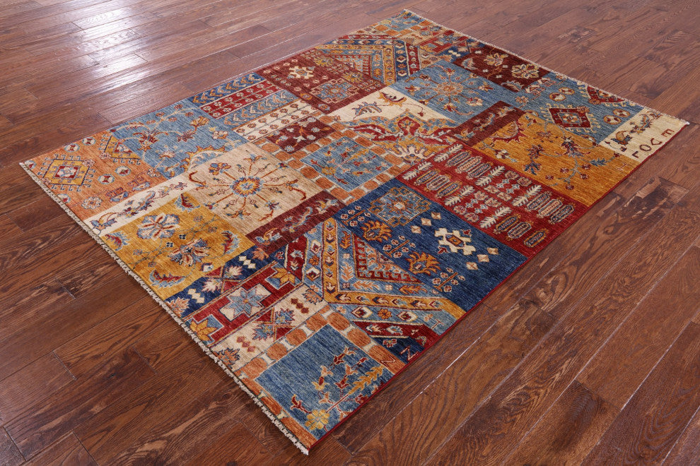 5' 2" X 6' 9" Handmade Super Kazak Wool Rug Q11026
