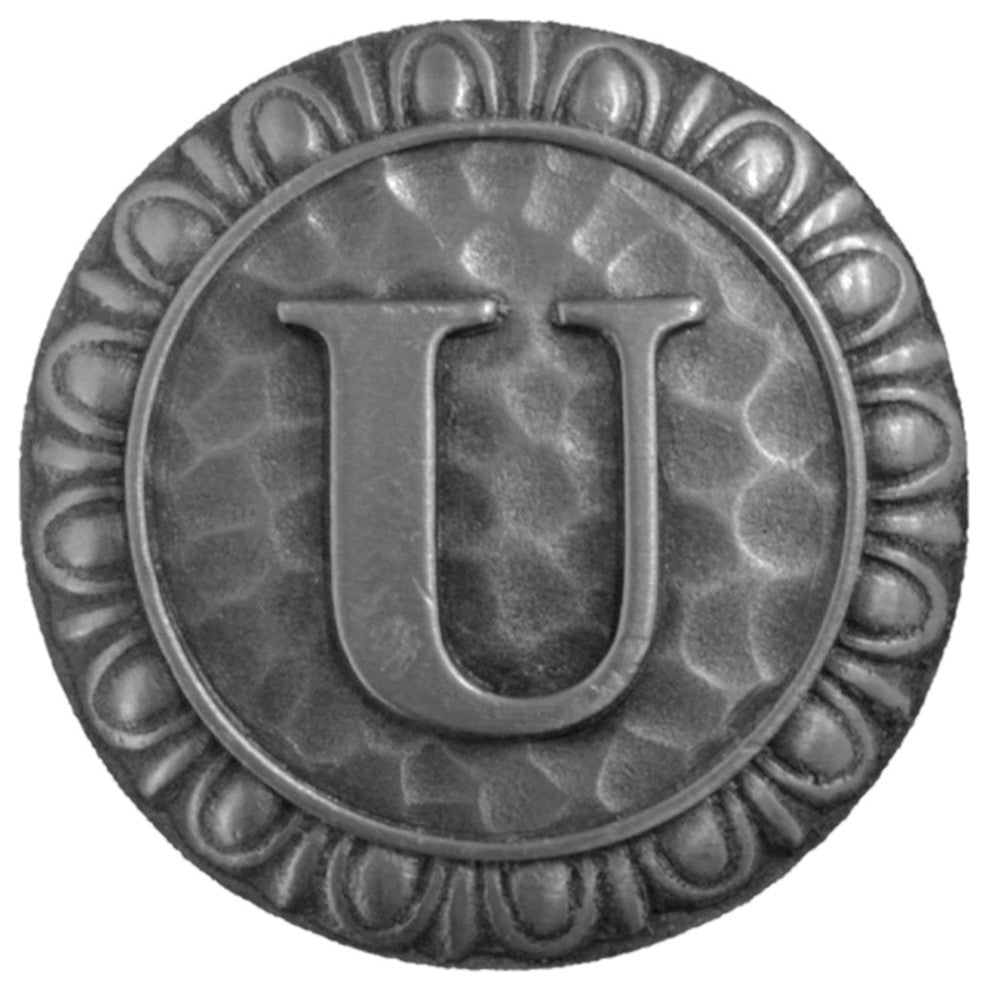 Initial A Knob Antique Brass, Antique Pewter, U