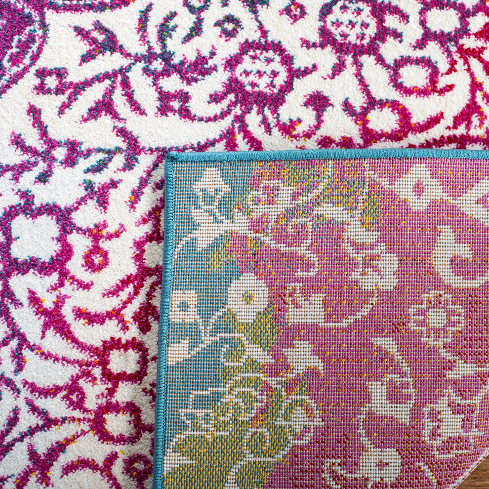 Safavieh Watercolor Collection, WTC672 Rug, Ivory/Fuchsia, 4'x6'