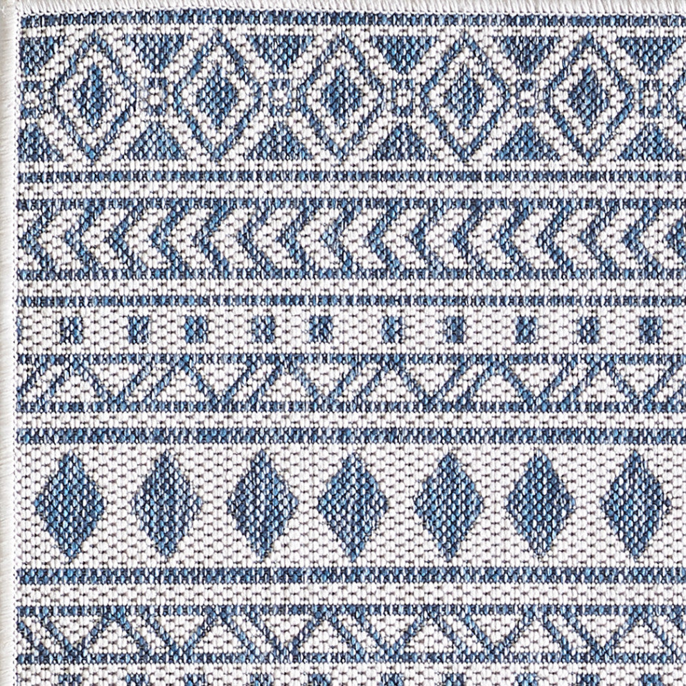 Provo Natura Indoor/Outdoor Coastal Area Rug, Ivory/Blue, 2'7" X 3'11"
