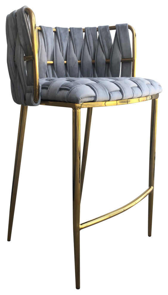 Milano Counter Chair, Gray With Gold Legs