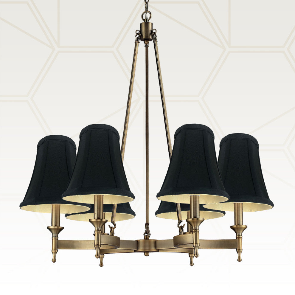Royal Designs True Bell Basic Lamp Shade, Flame Clip Fitter, Black, Set of 2