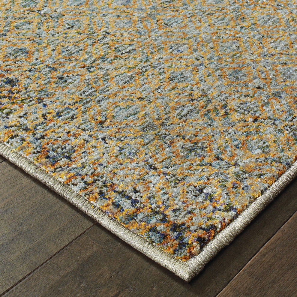 Aegina Diamonds Blue/Gold Area Rug, 3'3"x5'2"