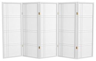 4' Tall Double Cross Shoji Screen, White, 6 Panels