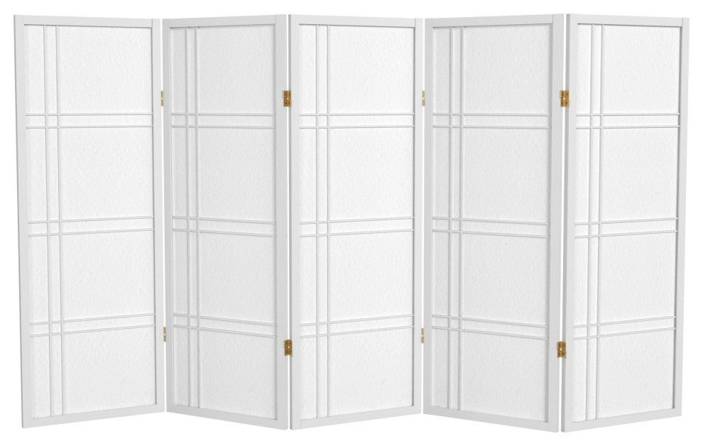 4' Tall Double Cross Shoji Screen, White, 6 Panels