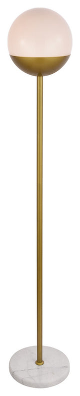 Eclipse 1-Light Floor Lamp, Brass With Frosted White Glass