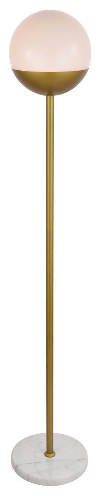 Eclipse 1-Light Floor Lamp, Brass With Frosted White Glass
