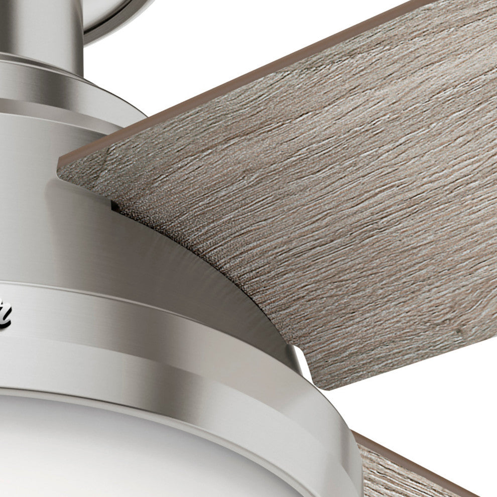 Hunter 44" Dempsey Low Profile Brushed Nickel Ceiling Fan, LED Kit and Remote