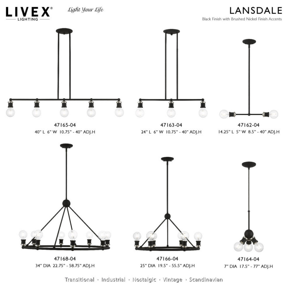 Lansdale 6 Light Black With Brushed Nickel Accents Chandelier
