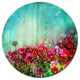 Little Red And Pink Flowers On Blue, Floral Round Metal Wall Art, 36"