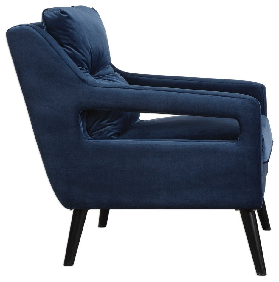 O'Brien Blue Velvet Armchair Designed by Grace Feyock
