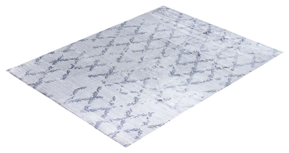 Modern, One-of-a-Kind Hand-Knotted Area Rug - Gray, 9' 0" x 11' 9"
