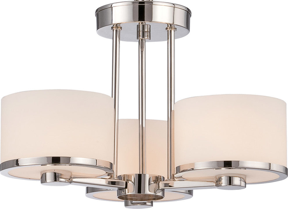 Nuvo 3-Light Halogen Celine Close-to-Ceiling Light Fixture, Polished Nickel