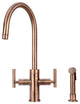 Akicon™ Two-Handle Copper Widespread Kitchen Faucet With Side Sprayer, Antique Copper
