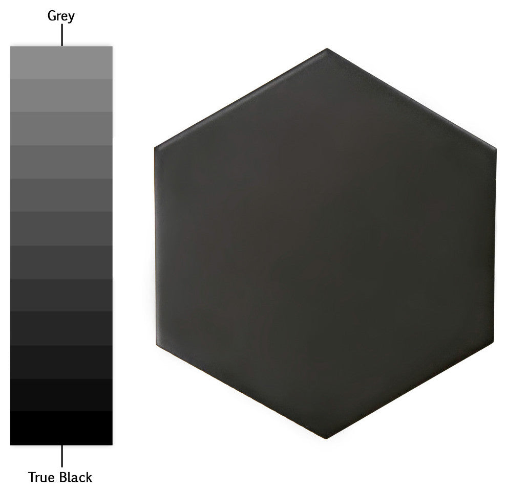 HexTile Ceramic Floor and Wall Tile, Matte Black, Sample