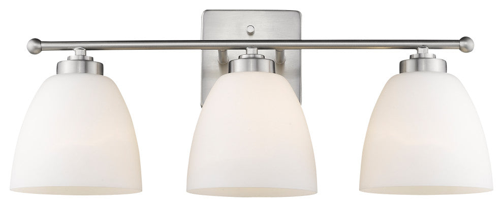 3 Light Modern Vanity Bath Light in Satin Nickel
