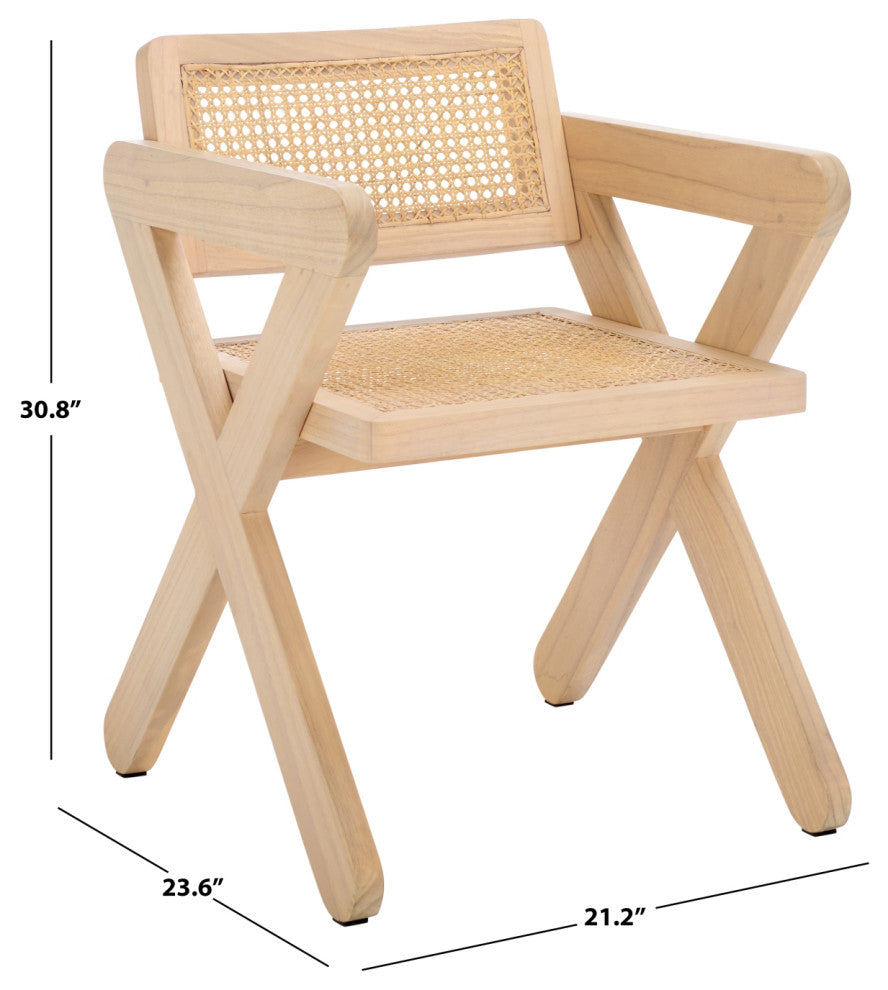 Safavieh Couture Tyrrell Rattan Dining Chair, Natural/Natural