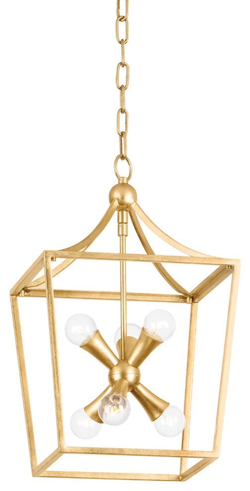 6 Light Lantern, Vintage Gold Leaf