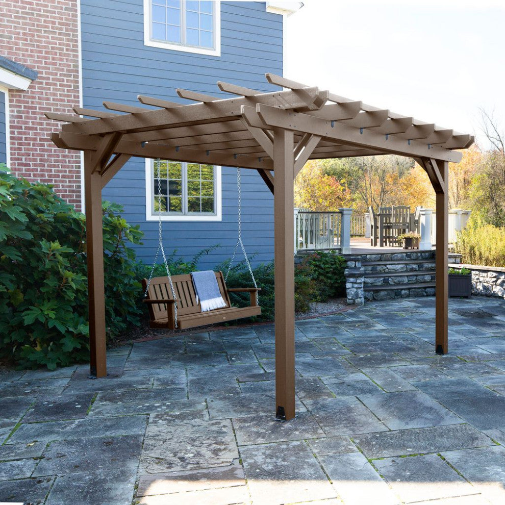 Bodhi Pergola and Lehigh Swing Set, Weathered Acorn