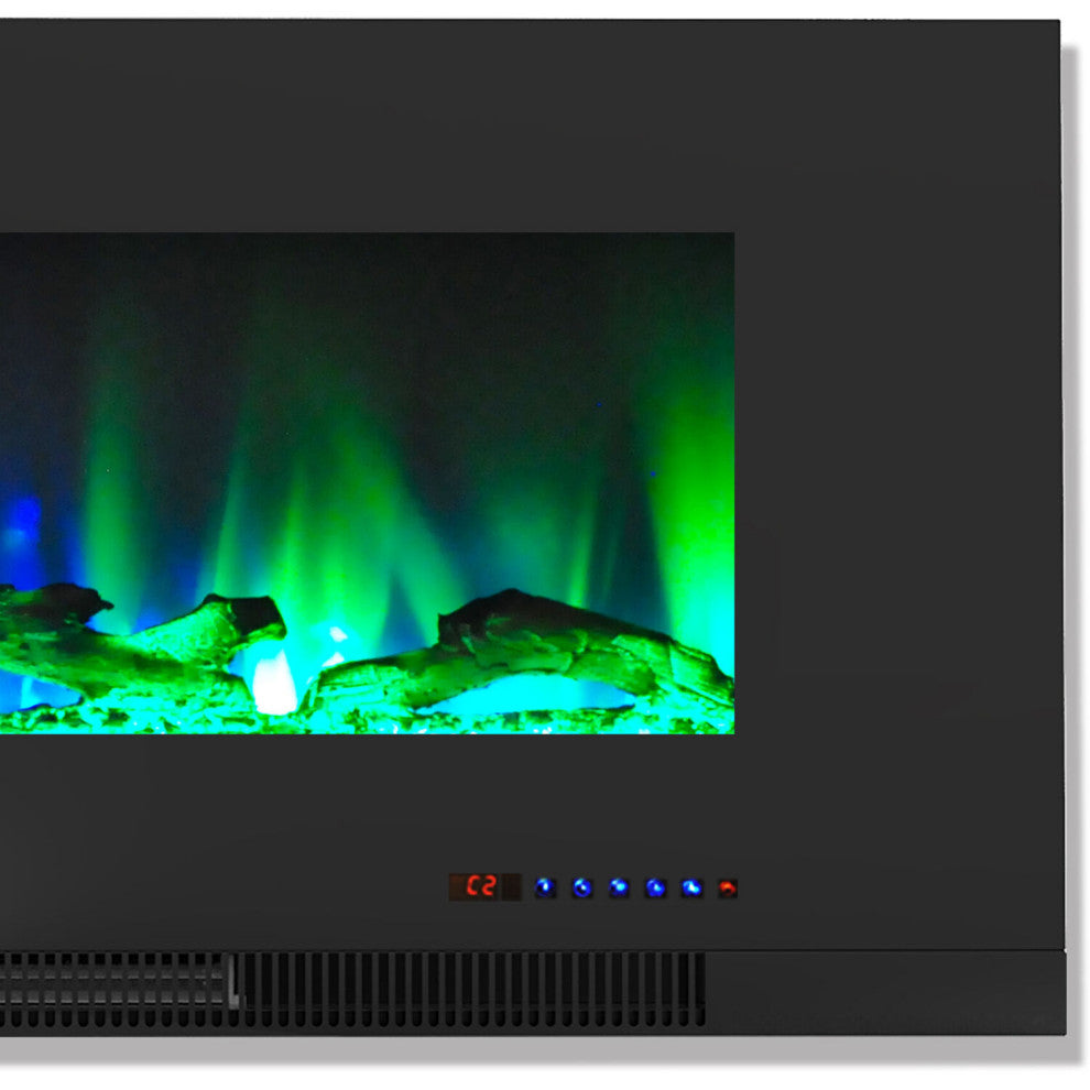 42" Wall-Mount Electric Fireplace, Black