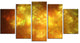 Blur Golden Sky with Stars, Contemporary Canvas Art Print, 60"x32", 5 Panels
