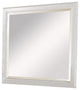 Benzara BM232968 Wall Mirror With Rectangular Frame and Raised Edges, White