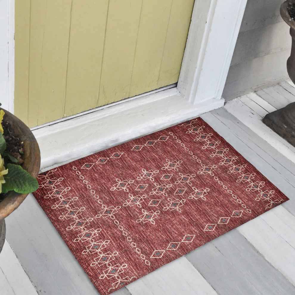 Indoor/Outdoor Sedona SN3 Paprika Machine Washable 1'8" x 2'6" Rug