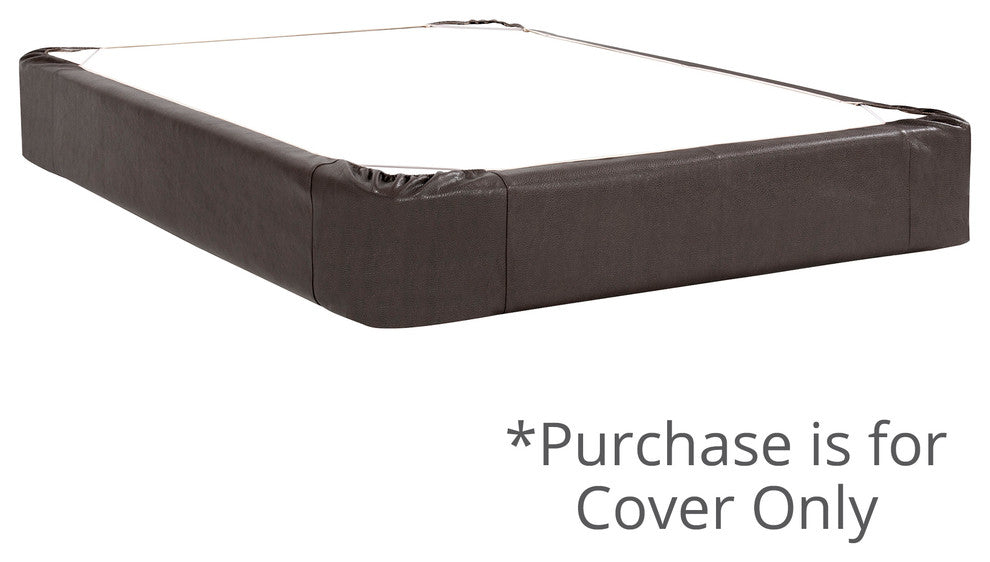 Black Faux Leather Cover Full Boxspring Cover, 10"x76"x80"