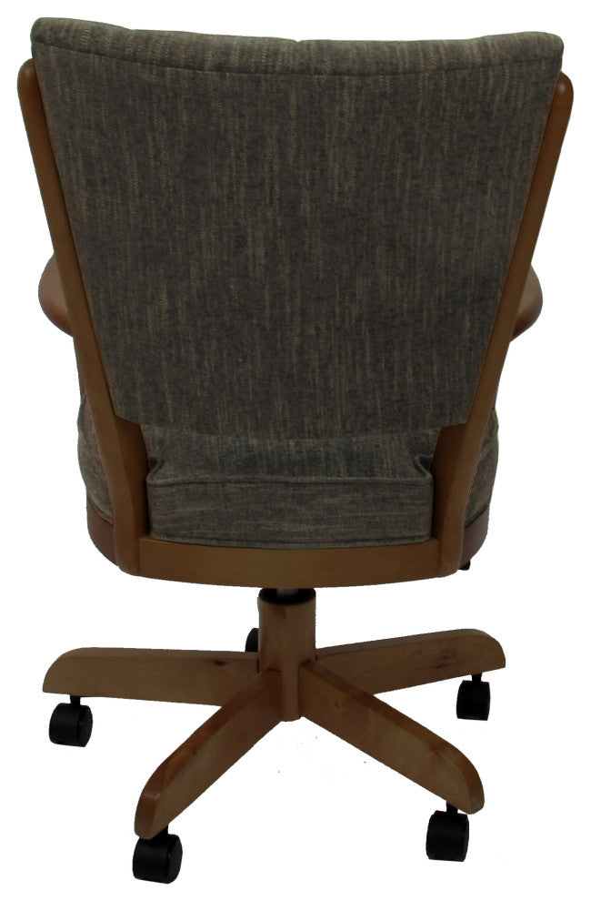 Classic Caster Swivel Dining Chair on Wheels, Solid Wood, Sanora Brown - Dark Brown