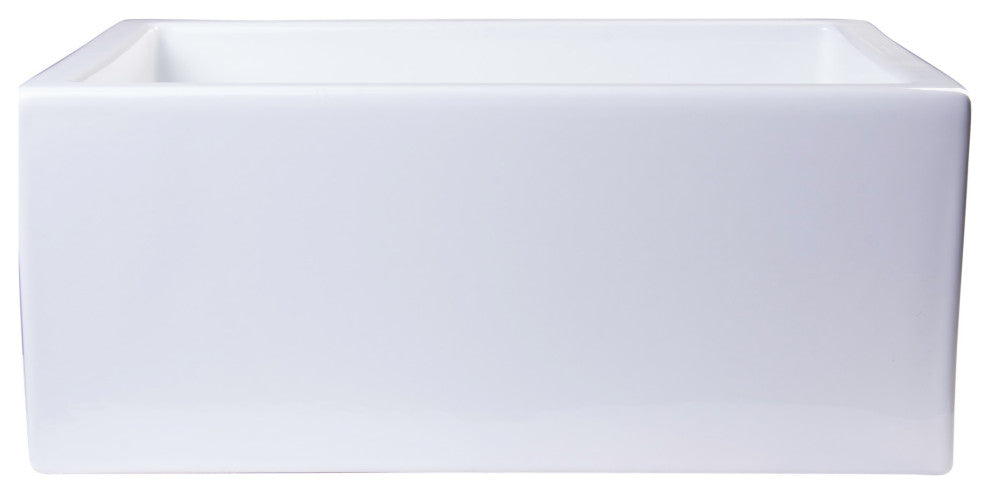 24" White Smooth Thick Wall Fireclay Single Bowl Farm Sink