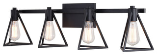 Ravenna 4 Light Matte Black Bathroom Vanity Fixture Metal Cage Shade