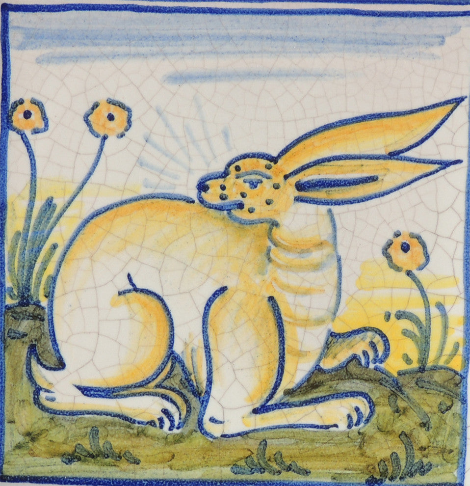 Rabbit Square Tile, San Donato, Made in Castelli, Italy