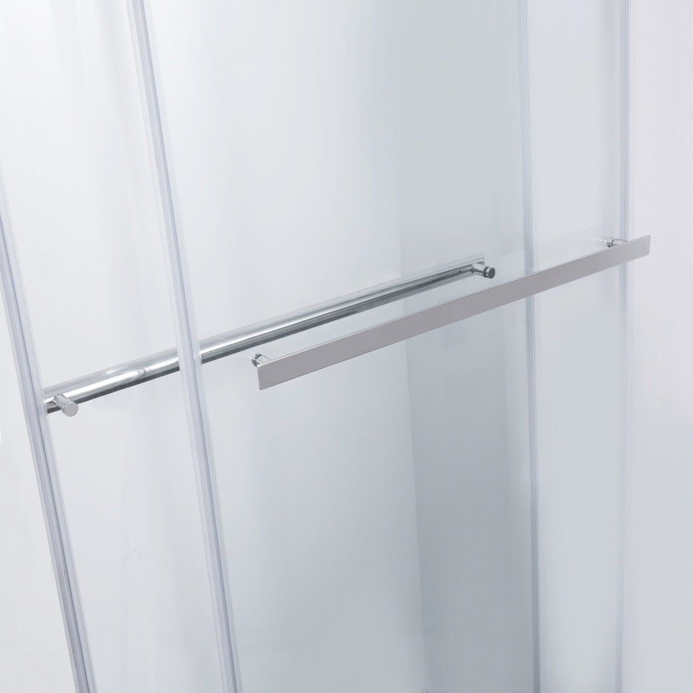 Spezia Double Sliding Frameless Shower Door, Polished Chrome, 64" W X 76" H