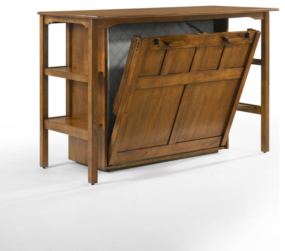 Siesta Desk Murphy Bed, Gel Memory Mattress, Black Walnut