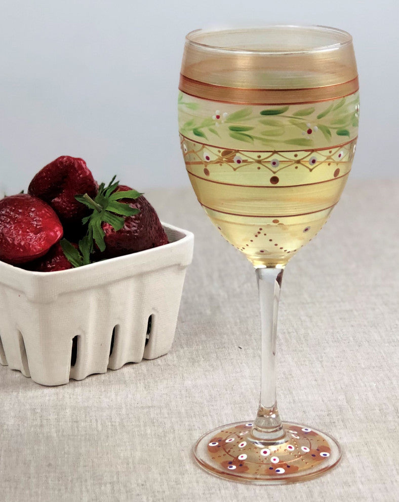 Mosaic Gold Garland Wine Glasses, Set of 2