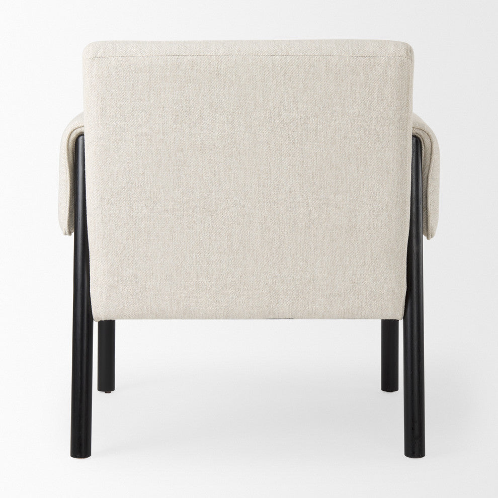 Ashton Beige Twill Fabric w/ Black Solid Wood Accent Chair