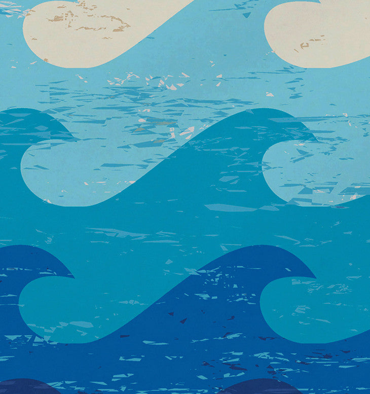 18"x14" Deep Sea, Geometric Print Pacemat, Blue, Set of 4